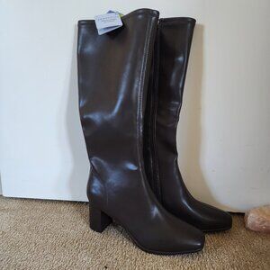 Aerosoles Brown Tall Boot Micah 8.5 NWT Block Heel Square Toe